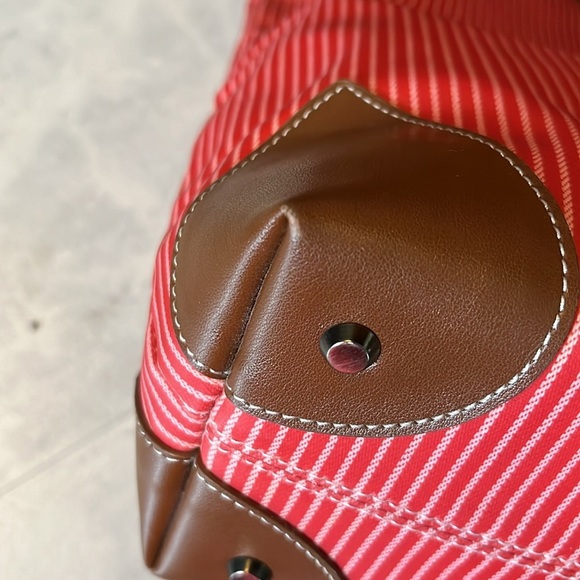 Stone Mountain shoulder bag NWT vinyl coated canvas vegan leather trim Red - Picture 11 of 16